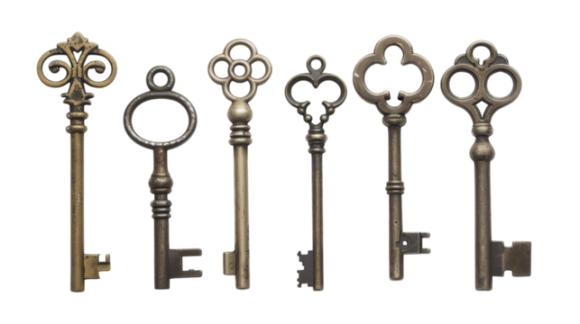 A set of house keys, isolated on white background
