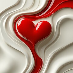 Abstract isolated red heart on plain background