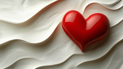 Abstract isolated red heart on plain background