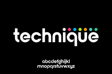 word of technique . modern minimalist clean alphabet font. lowercase bold typography vector illustration design