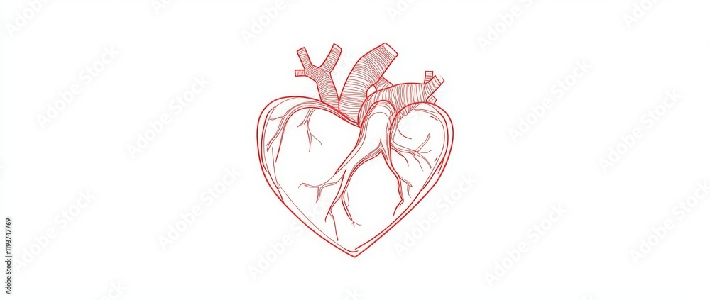 Canvas Prints a card for valentine's day with a simple heart outline in line art