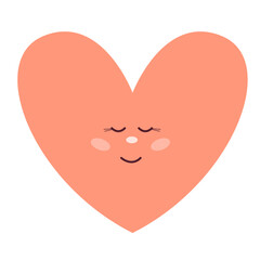 Cute Kawaii Pink Simple Doodle Hand Drawn Smiling Heart Face Icon. Wedding or Valentine Day Greeting Card Decoration Design Element. Baby Party Print. 