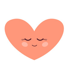 Cute Kawaii Pink Simple Doodle Hand Drawn Smiling Heart Face Icon. Wedding or Valentine Day Greeting Card Decoration Design Element. Baby Party Print. 