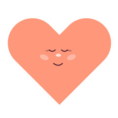 Cute Kawaii Pink Simple Doodle Hand Drawn Smiling Heart Face Icon. Wedding or Valentine Day Greeting Card Decoration Design Element. Baby Party Print. 