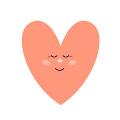 Cute Kawaii Pink Simple Doodle Hand Drawn Smiling Heart Face Icon. Wedding or Valentine Day Greeting Card Decoration Design Element. Baby Party Print. 