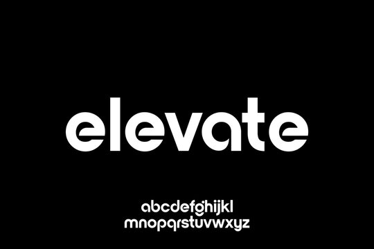 word of elevate . modern minimalist clean alphabet font. lowercase bold typography vector illustration design