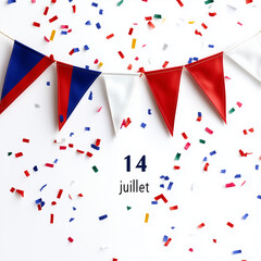 French Tricolour bunting. Decorative party banner design element on white background