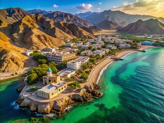 Obraz premium Stunning Aerial View of Jazan's Coastal Landscape, Saudi Arabia