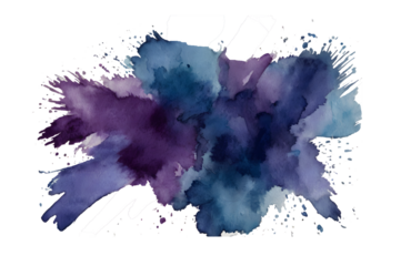  Purple and blue watercolor brushstroke texture, isolated on a transparent PNG background.