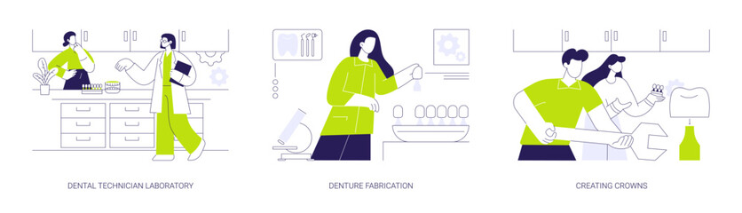 Dental technician abstract concept vector illustrations.