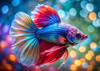 Fototapeta premium Stunning Betta Fish Portrait: Vibrant Colors & Flowing Fins