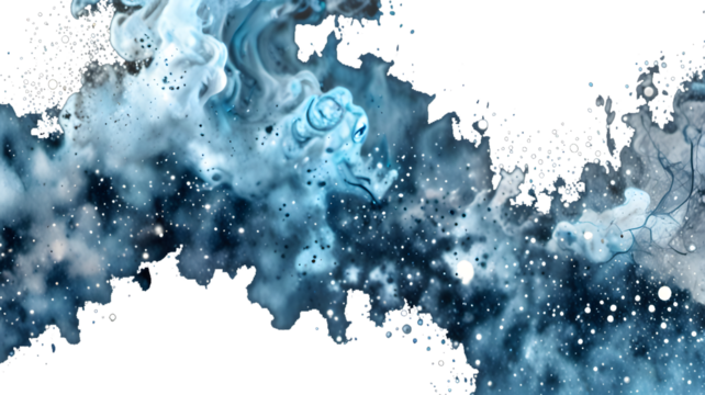 Blue glitter smoke frame with borders on the top and bottom, set against a white or transparent PNG background.