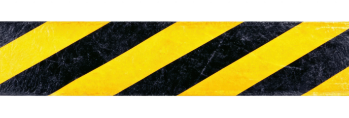 Horizontal black and yellow caution tape isolated on transparent background
