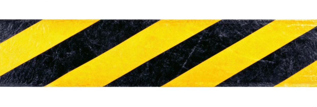 Horizontal black and yellow caution tape isolated on transparent background

