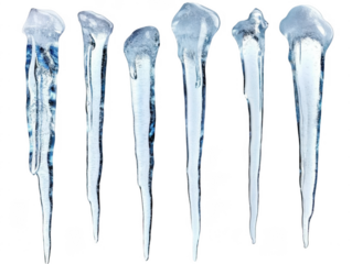 Set of icicles isolated on transparent background

