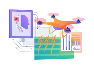 AI-Enhanced Crop Monitoring abstract concept vector illustration.
