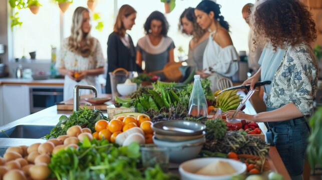Holistic nutrition workshop taking place in a bright and airy kitchen