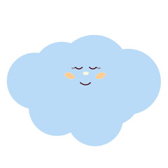 Funny Cute kawaii Cloud Cartoon Character with Smiling Face. Simple Childish Cloud Silhouette. 