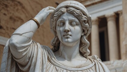 antique marble white woman statue