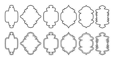 Arabic vector shape of window or door collection in line art style for Islamic decoration ornament or Islamic festival, Eid.