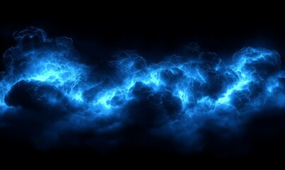 Fototapeta premium A majestic storm cloud is electrified by a bolt of blue lightning that creates a dramatic and intense atmosphere