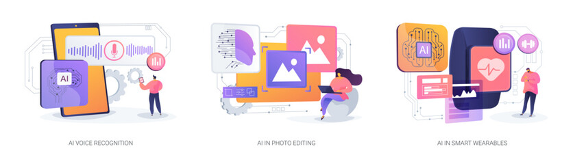 AI Enhancing Everyday Tasks abstract concept vector illustrations.