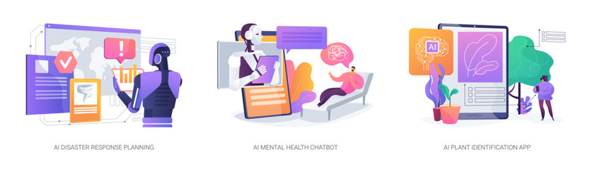 AI Enhancing Safety and Wellness abstract concept vector illustrations.