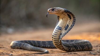Fototapeta premium Snake in motion wild habitat wildlife photography natural environment close-up view serpent behavior