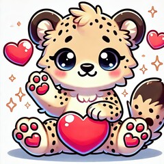 a baby cheetah kawaii style love valetine 0038