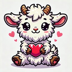 a baby goat kawaii style love valetine 0085