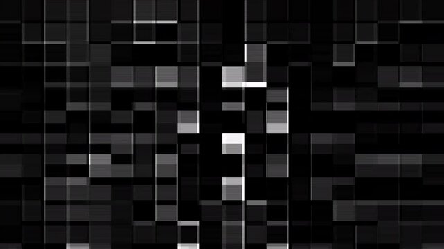 Monochrome data glitch background, scrambled pixelated screen effect