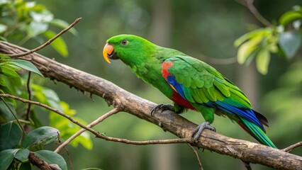 Obraz premium Colorful parrot perched on tree branch in lush rainforest wildlife photography nature scene