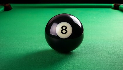 billiard ball no. 8 on a green table