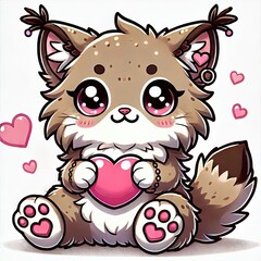 a baby lynx kawaii style love valetine 0018