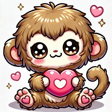 a baby mongkey kawaii style love valetine 0045