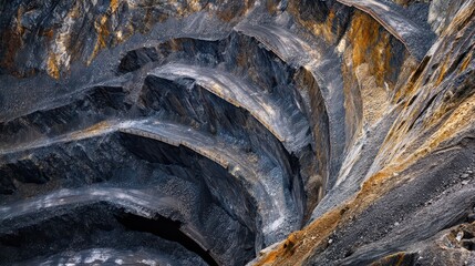 Fototapeta premium Excavation uncovers layered minerals