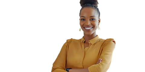 Confident Professional Woman and Man Portraits Against Transparent Background