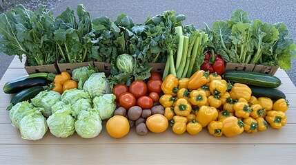Abundant Organic Vegetable Harvest Crate- Fresh Greens, Yellow Bell Peppers, and More