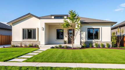 Modern Dream Home Exterior: Luxurious Contemporary House Design with Landscaped Garden