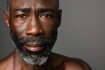 Obraz premium Skincare and self care for senior black mans fresh skin.