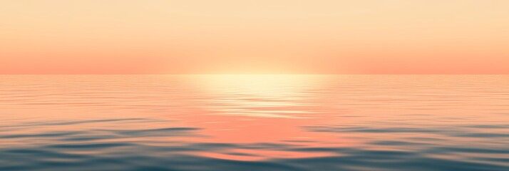 A glowing amber sunset reflecting off a perfectly still ocean horizon with subtle gradient colors