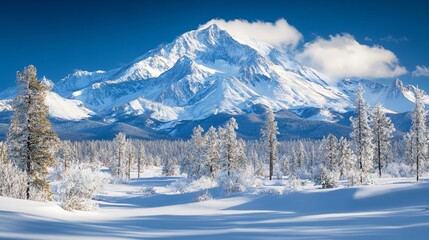 Obraz premium snowy forest in the mountains on a sunny day