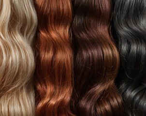 Fototapeta premium Hair Colors Palette. Hair Texture background, Hair colours set. Tints. Dyed Hair Color Samples