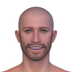 男性の顔アップ　3DCGレンダリング