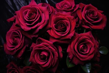 Dramatic Beauty: Dark Red Roses in a Stunning Bouquet - Perfect for Valentine's Day or Any Occasion