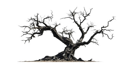 old dead spooky tree isolated on white background