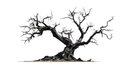 old dead spooky tree isolated on white background