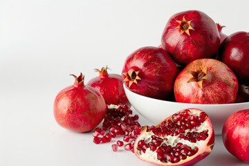 Traditional Jewish New Year fruits  pomegranates and red apples.