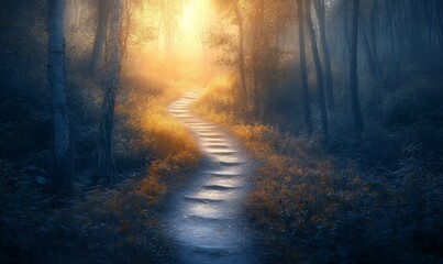 Naklejka premium A mysterious pathway disappearing into the dense undergrowth, adventure, pathway, nature, dense, undergrowth