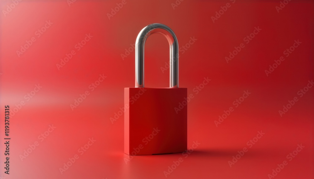 Aufkleber Red padlock on red background. Security concept. Safeguard, protection, access control. Modern design element. Suitable for tech, business, abstract concepts. Illustrative graphic. Represents data